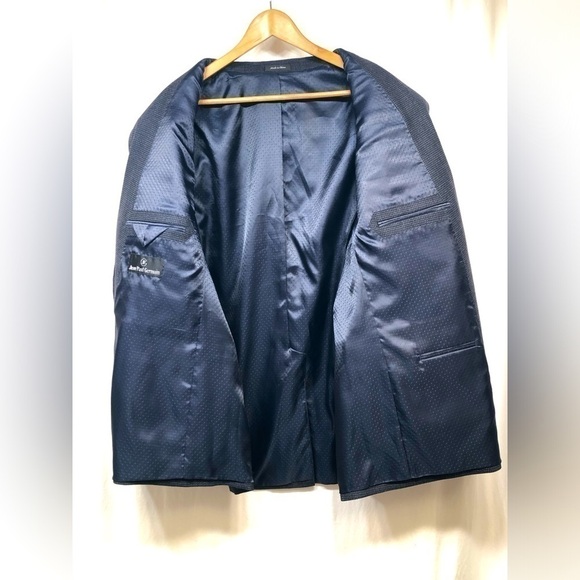 Jean Paul Germain Tweed Navy Blue Blazer Sport Coat Wool Blend Mens 50R - Picture 7 of 16